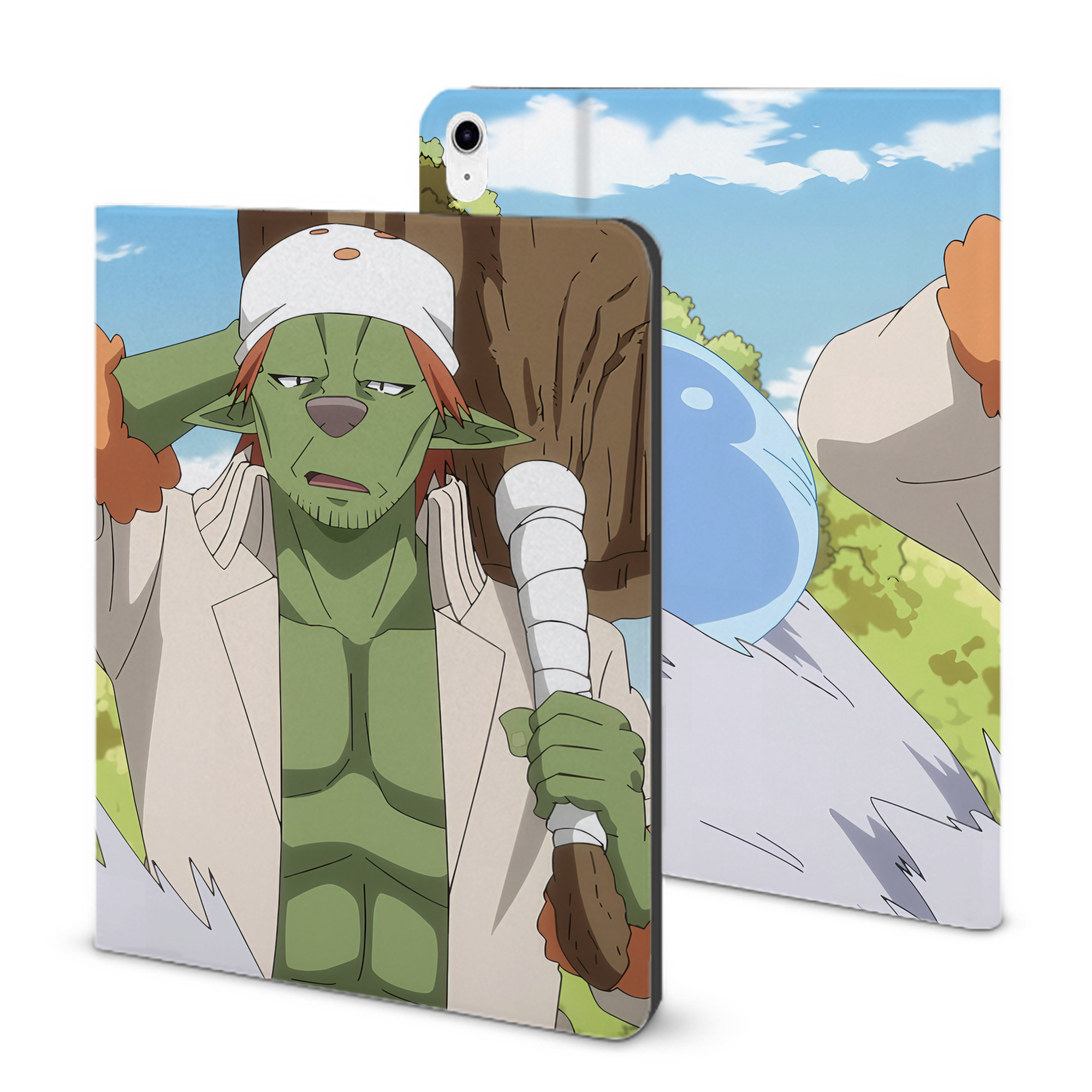 （画像用） 転スラ Regarding Reincarnated to Slime IPad ケース ブック型 PUレザー TPU 耐衝撃 軽量 薄型 ペン収納なし 全面保護 IPad 各モデル対応